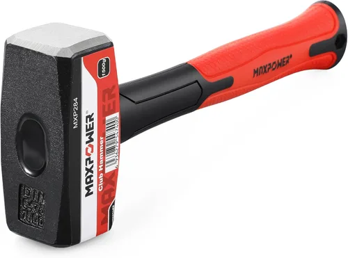 Miniatura 9 de MAXPOWER Martillo de trineo de 4 libras, cabeza de acero, mango de fibra de vidrio de 12 pulgadas resistente a los golpes
