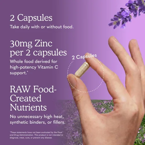 Miniatura 5 de Garden of Life Vitamina de zinc, suplemento alimenticio con vitamina C, vegano, 60 cápsulas