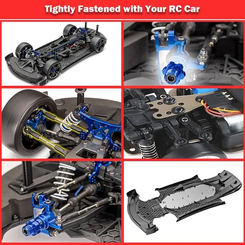 Miniatura 5 de Soporte de Trabajo para Reparación de Autos RC Kit de 532 Piezas de Tornillos de Reparación RC Estación de Reparación con Rotación de 360 Grados Rojo