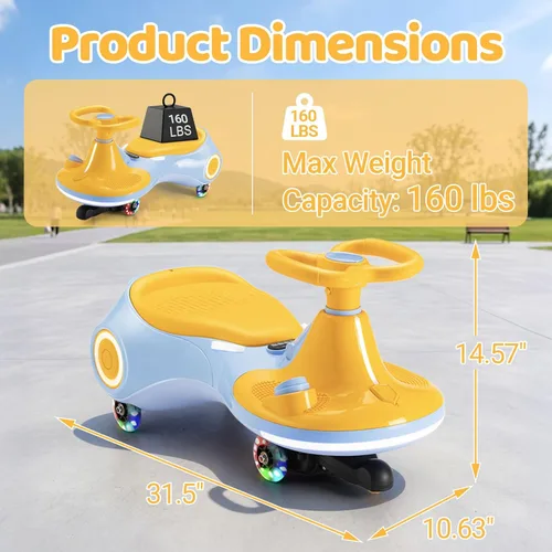 Miniatura 2 de Coche eléctrico de 12 V para niños, juguete 3 en 1 con pedal, scooter con ruedas intermitentes, vehículo oscilante de fácil montaje con batería