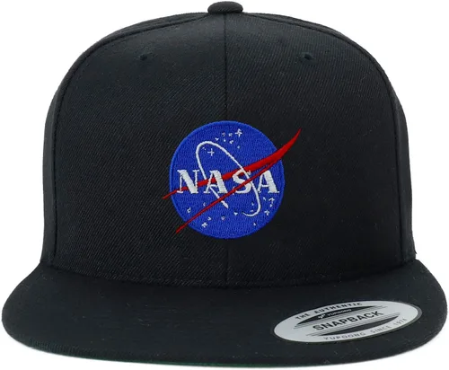 Miniatura 2 de Flexfit Oversize XXL NASA Insignia bordado estructurado Flatbill Snapback Gorra