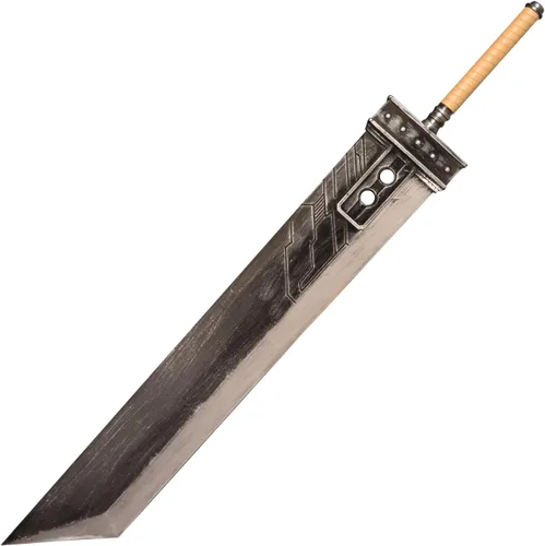 Espada grande de 139.7 cm de Cloud Strife de fantasía, espada buster para cosplay, espada de poliuretano de doble mano, espada ancha Amarillo