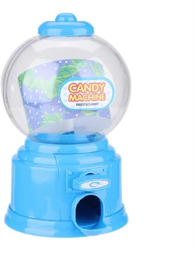 Fdit Máquina portátil de caramelo para niños Mini dispensador de bolas de goma de plástico Regalo de jardín de infantes (azul)