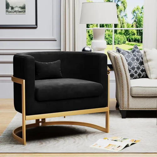 Miniatura 8 de Silla Decorativa Moderna de Cuero Sintético, Silla de Brazos Moderna y Confortable, Silla de Sofá Individual Tapizada para Sala de Estar