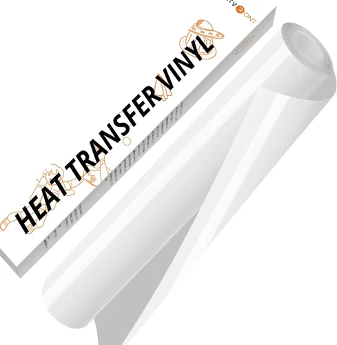 HTVRONT Rollo de vinilo HTV blanco de 12 pulgadas x 10 pies, vinilo blanco para planchar para todas las máquinas de corte, rollos de vinilo de