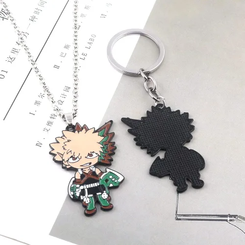 Miniatura 7 de MHA Bakugo Charm Keychain Necklace Set - Anime Characters Deku Todoroki Pendant Necklace - Christmas Cosplay Gifts for Kids Girls Teens Women Men