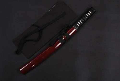 Miniatura 2 de Katana corta de espiga completa de acero al carbono Samurai japonés Tanto de acero al carbono
