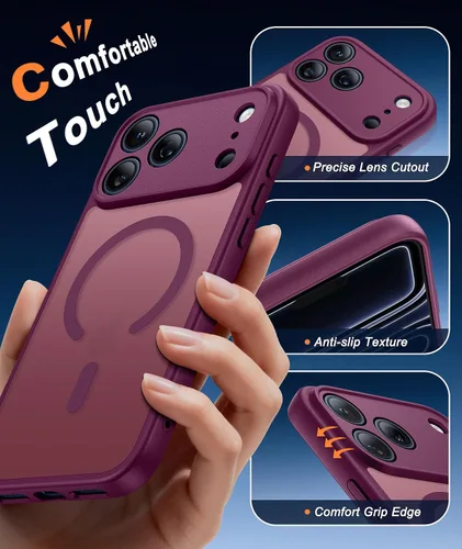 Miniatura 917 de FNTCASE Funda para iPhone 17 Pro: Fundas delgadas translúcidas de color azul claro compatibles con MagSafe, protección completa de la cámara
