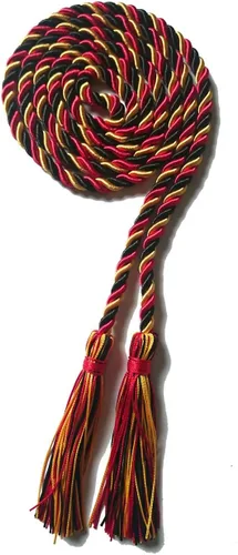 Cordón de honor de graduación trenzado de tres colores para días de graduación (negro, rojo y dorado)