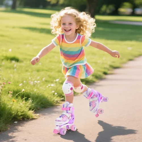Miniatura 8 de NEMONE - Patines de sirena con ruedas iluminadas y 4 tamaños ajustables para niñas, azul y morado, para niños pequeños, para principiantes, de E