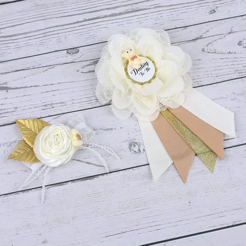 Miniatura 12 de Faja de maternidad para baby shower, juego de pines de ramillete para mamá para ser papá para ser padre (girasol amarillo)