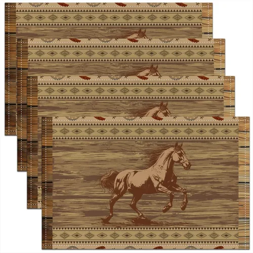 Miniatura 30 de Lodge - Juego de 4 manteles individuales de cabina con diseño de silueta de pino y oso gris, tapetes de cocina para mesa de comedor, animales