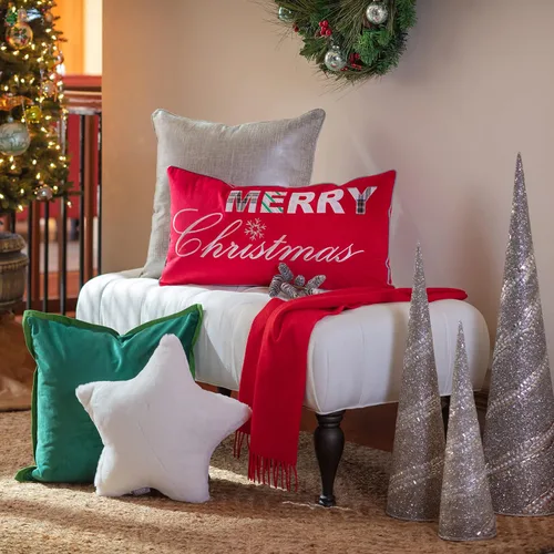 Miniatura 5 de Pillow Perfect Almohada para interiores en estrella de piel sintética, color blanquecino, 16.5 x 16.5 pulgadas