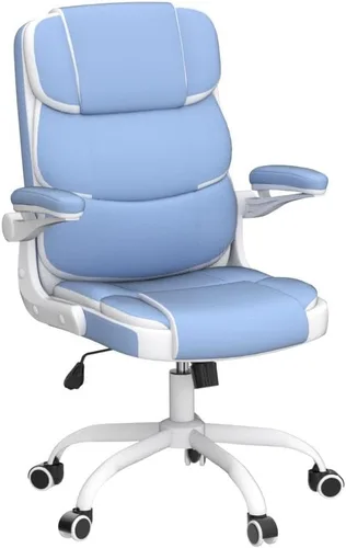 Miniatura 5 de SEATZONE Silla de Oficina Azul de Cuero Ergonómica Sillas de Escritorio Ejecutivas para Computadora Sillas Pequeñas Lindas y Rodantes Sillas