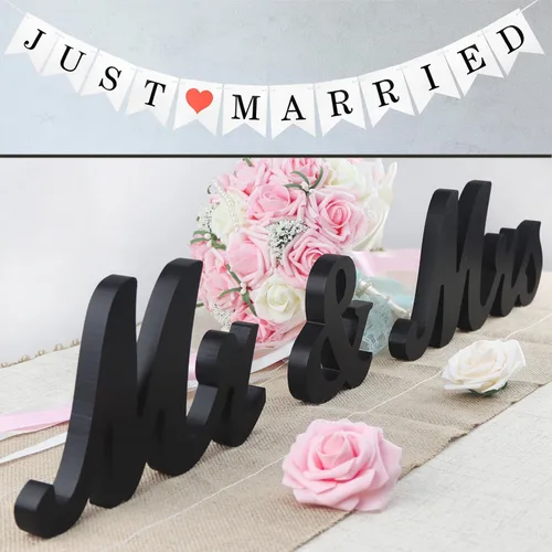 Miniatura 11 de Mr and Mrs Signs - Decoración de mesa de boda, letras independientes de madera para accesorios de fotos, decoración rústica, regalo de fiesta
