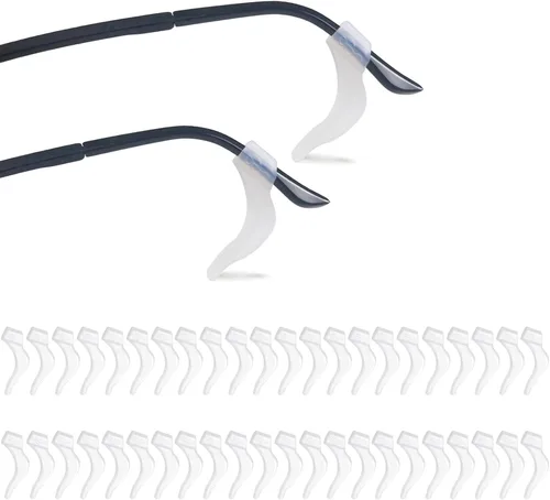 YINGFENG 22 pares de soporte antideslizante de silicona blanca para lentes con caja de almacenamiento, soporte para gafas, gancho antideslizante de