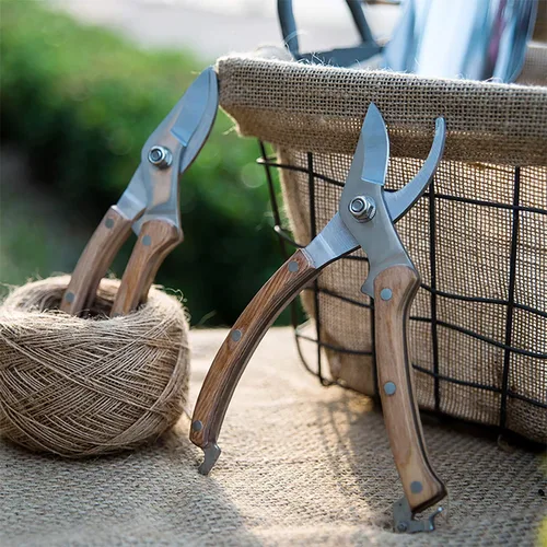 Miniatura 4 de BUGUI Tijeras de podar con mango de madera, hoja de acero SK-5, capacidad de corte de 1 pulgada, tijeras de jardín afiladas y bien diseñadas, 8