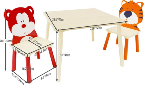 Miniatura 4 de Juego de mesa y 2 sillas para niños, juego de mesa de actividades de madera de 3 piezas, juego de mesa y silla para niños y niñas, guardería, hogar