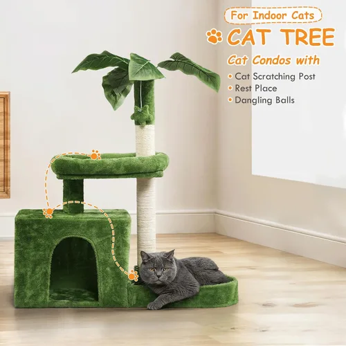 Miniatura 2 de Colección Athena - Pequeño Árbol para Gatos con Torre y Rascador, Árbol para Gatos Moderno y Bonito de 32 Pulgadas con Confortable Nido, Bola