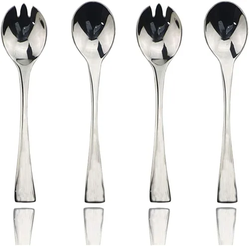 Miniatura 19 de JASHII Juego de cubiertos de acero inoxidable 18/10 de 20 piezas de plata pulida con espejo, cuchillo de cena, tenedor de ensalada, cuchara