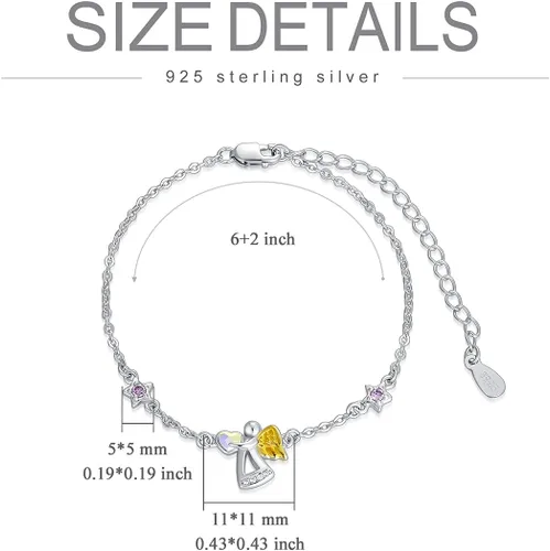 Miniatura 4 de AOBOCO Pulsera de plata de ley con ángel guardián, regalos de cumpleaños para niñas