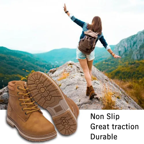 Miniatura 4 de Athlefit - Botines de combate para mujer con cordones y tacón bajo, impermeables