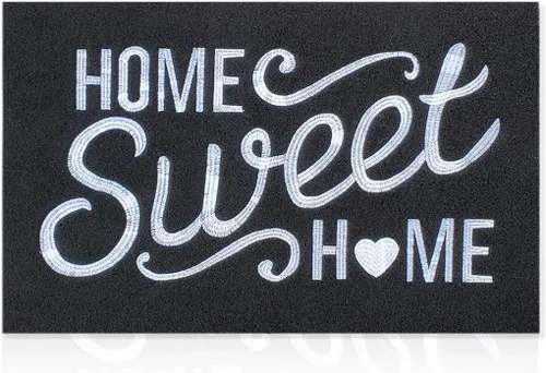 Alfombra de bienvenida para puerta para interiores y exteriores, con parte trasera de goma antideslizante, “Home Sweet Home”, absorbe el barro,