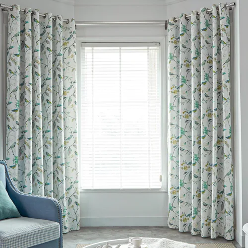 Miniatura 35 de VOGOL Cortinas de dormitorio con estampado de pájaros, paneles de ventana con ojales florales que oscurecen la habitación, cortinas de lino Morado