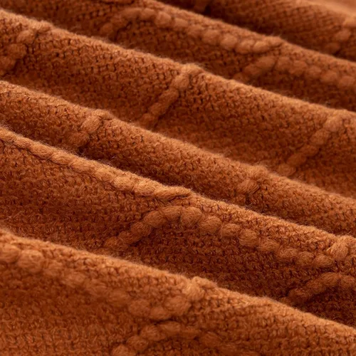 Miniatura 6 de Quinnsus Manta de otoño naranja quemado para sofá, suave y ligera, decorativa, de acrílico, bohemio, manta tejida cálida con borlas para viajes