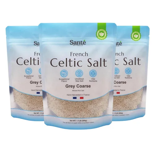 Miniatura 10 de Sante Naturelle Sal Celtica Grisa Gruesa - 1.1 lb (18 oz) Sal marina francesa sin refinar orgánica, rica en más de 82 minerales, 100% natural
