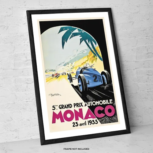 Miniatura 3 de Grand Prix de Mónaco 1933 - Impresión artística vintage de carreras – Arte de pared de coche clásico, póster retro de carreras de automóviles