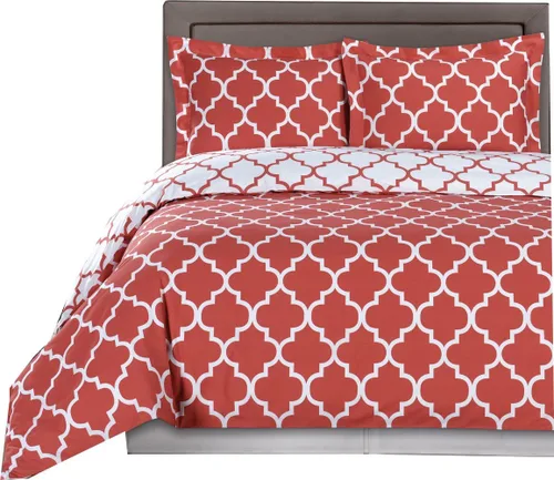 El juego de cama de 6 piezas Meridian Coral con blanco tamaño individual extra largo en una bolsa incluye: juego de funda de edredón de 2 piezas +