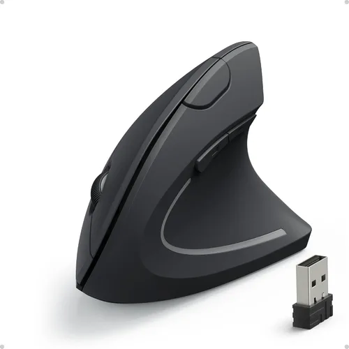 Mouse óptico, ergonómico, vertical e inalámbrico 2.4G de Anker, modelos 800/1200/1600 ppp, con 5 botones y en color negro