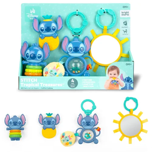 Miniatura 15 de Bright Starts Disney Baby Stitch Tummy Tumble - Juguete giratorio para perseguidor de cuentas, para viajes, unisex, juguete de cochecito para recién