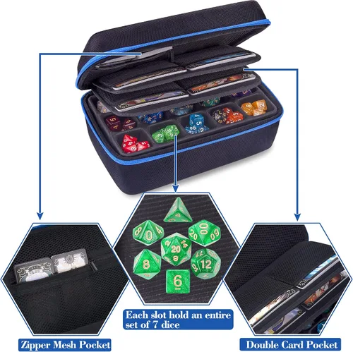 Miniatura 2 de SIQUK Estuche de Almacenamiento de Dados de Gran Capacidad Caja de Dados con Bandeja Ranurada Extraíble Doble y Asa, Organizador Soporte de Dados