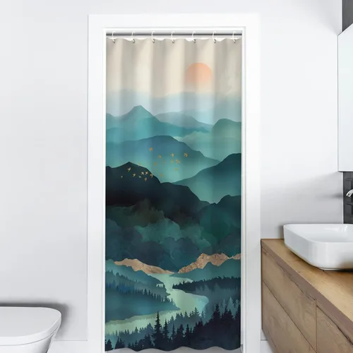 Miniatura 2 de RosieLily Cortina de Ducha para Cabina 36"x72" Pulgadas Cortina de Ducha Pequeña, Cortina de Ducha de Montaña Boscosa Cortinas de Ducha de Árboles