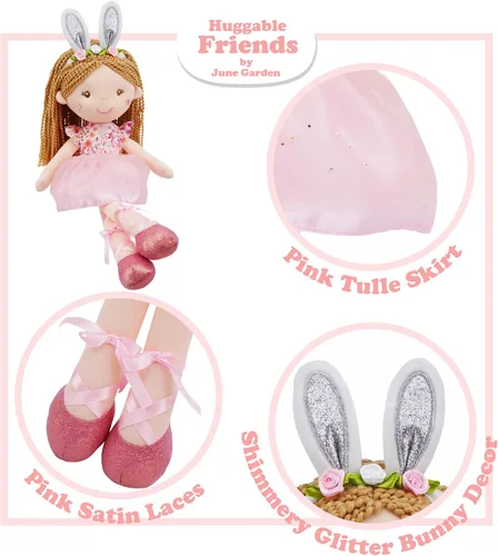 Miniatura 2 de June Garden Muñeca de hada del jardín encantado de 16 pulgadas Brielle - Muñeca de conejo de peluche rellena y suave para niña, regalo de Pascua