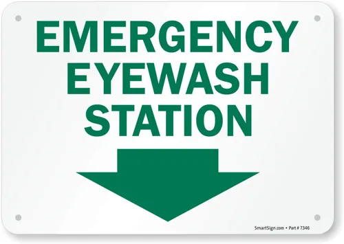 SmartSign - S-1441-PL-10 Letrero "Estación de lavado de ojos de emergencia" con flecha hacia abajo | Plástico de 7 x 10 pulgadas de plástico de 10 x