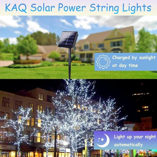 Miniatura 4 de Paquete de 200 luces solares de cadena de luces LED para exteriores, 66 pies, luces solares de Navidad para exteriores con 8 modos, IP65 impermeable