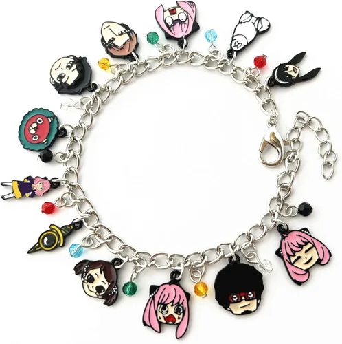 Miniatura 4 de Pulsera SPY FAMLY de dibujos animados de anime SP FAMILY Charm pulsera regalos para mujeres y niñas, Metal, Sin gemas.