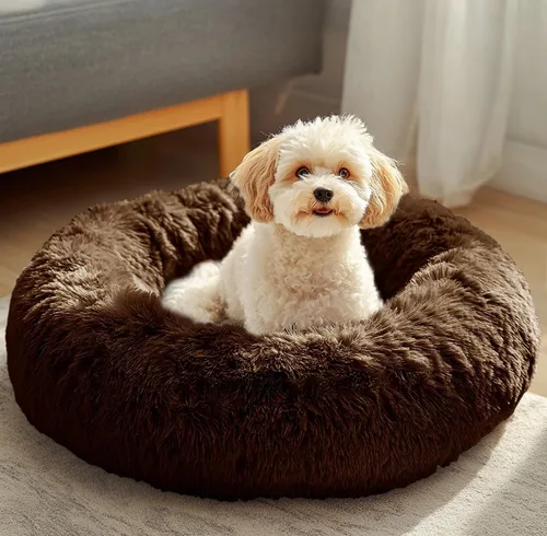 Miniatura 62 de JOLLYVOGUE - Cama para perros y gatos, cama relajante y antiestrés para mascotas y perros pequeños, cojín esponjoso en forma de dona para mascotas