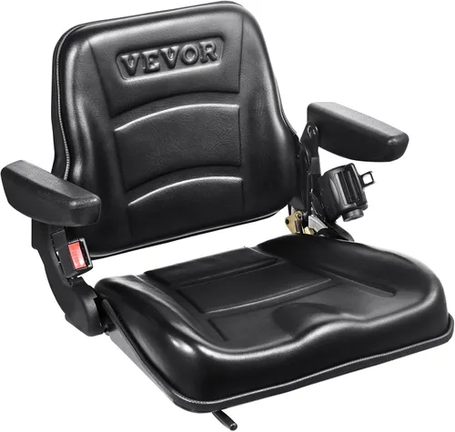 Miniatura 10 de VEVOR Asiento universal de carretilla elevadora, asiento de tractor plegable con respaldo de ángulo ajustable y micro interruptor, 6.3-13.4