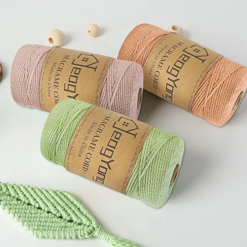 Miniatura 3 de JeogYong Cuerda de macramé de 0.078 pulgadas x 218 yardas, cuerda de algodón natural torcida de 3 hebras, cuerda de algodón de color para colgar Café