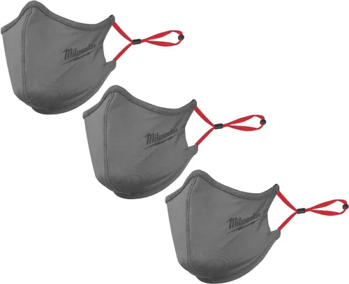 Paquete de 3 mascarillas Milwaukee de rendimiento de 2 capas, talla única (gris)