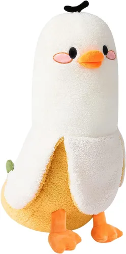 Miniatura 10 de PEACH CAT Lindo Pato de Plátano Peluche Animal de Peluche Pato Chef de Plátano Largo Almohada de Felpa para Niñas y Niños Blanco 12 pulgadas