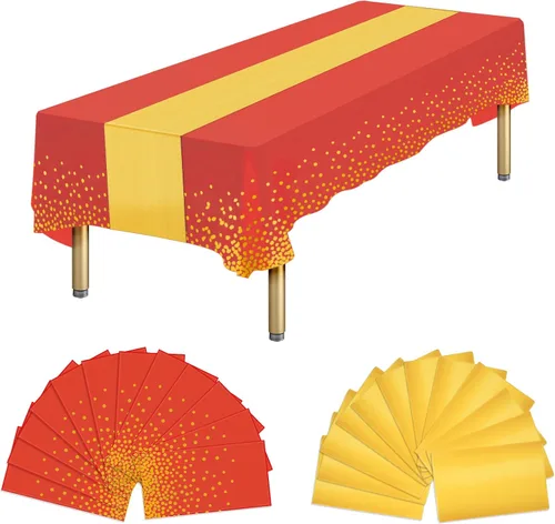 Miniatura 19 de Paquete de 12 manteles rectangulares de plástico negro desechables y satinados, mantel rectangular negro y dorado para cumpleaños, aniversario