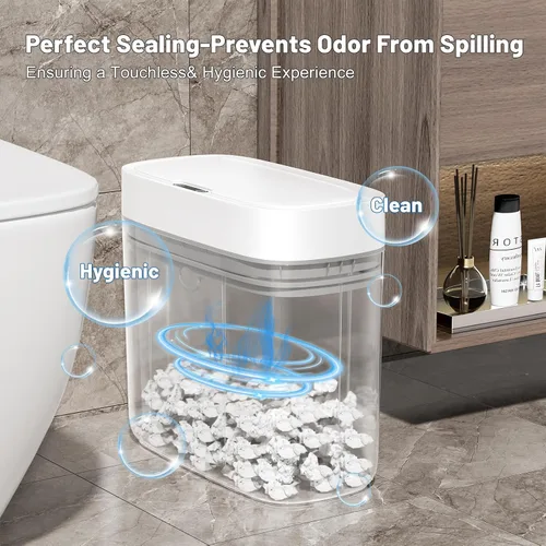Miniatura 5 de JUDRDO Bote de basura pequeño para baño, 3.5 galones, automático, sin contacto, con tapa, sensor de movimiento, delgado, impermeable, cesta