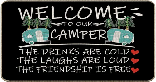 Miniatura 23 de Tapete divertido para puerta de campista de 17 x 30 pulgadas, regalos de campamento para hombres y mujeres, alfombras de campista