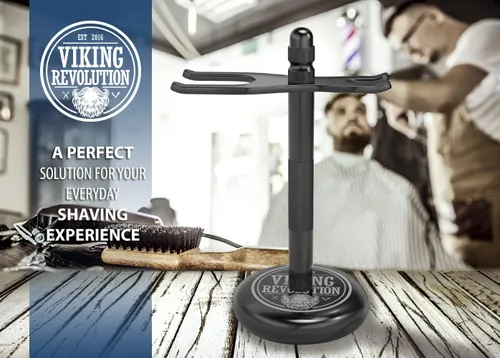 Miniatura 5 de Viking Revolution Soporte de seguridad negro para maquinilla de afeitar - Soporte para maquinilla de afeitar y soporte para cepillo de afeitar