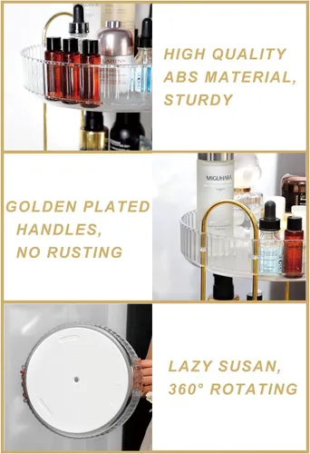 Miniatura 3 de Organizador de maquillaje giratorio de 360°, soporte giratorio de carrusel de maquillaje de baño, caja de almacenamiento de cosméticos de gran